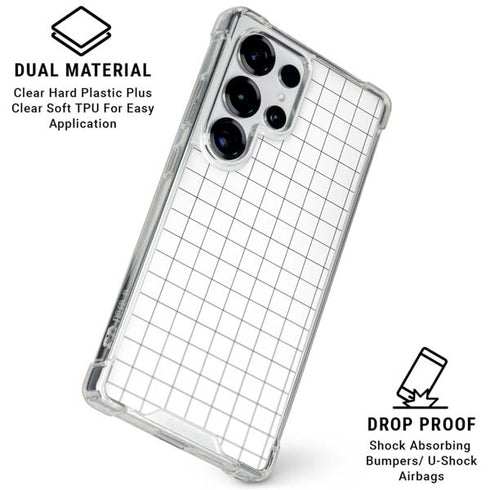 White Grid Galaxy S25 Ultra Clear Case